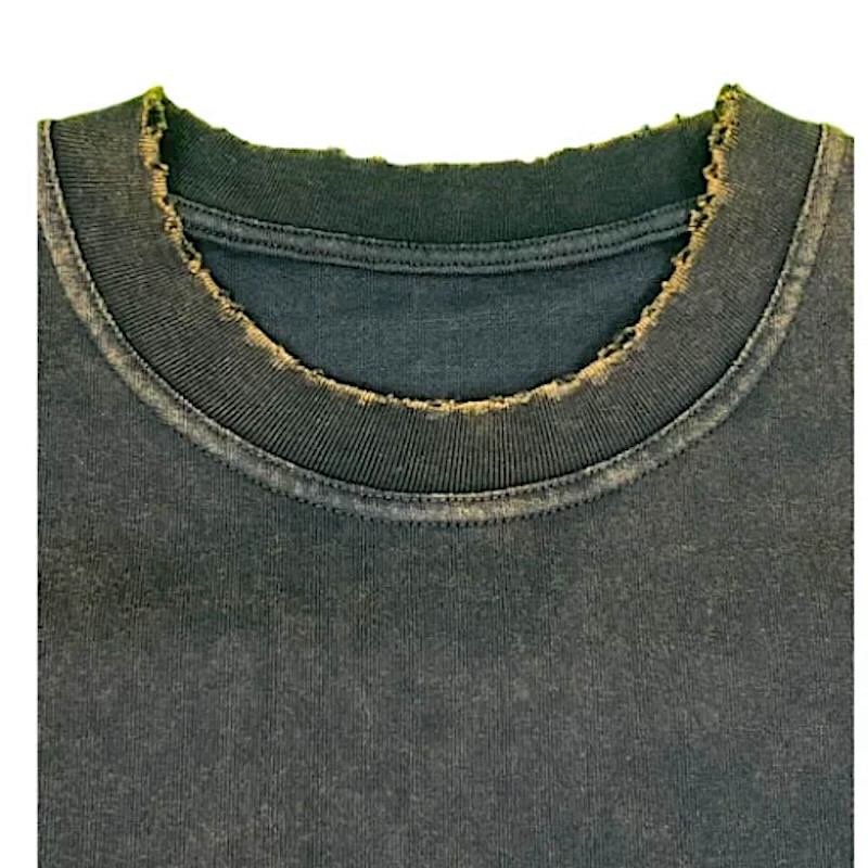 Made in Portugal Organic Cotton Burn Acid Wash Oversize T Shirt Black